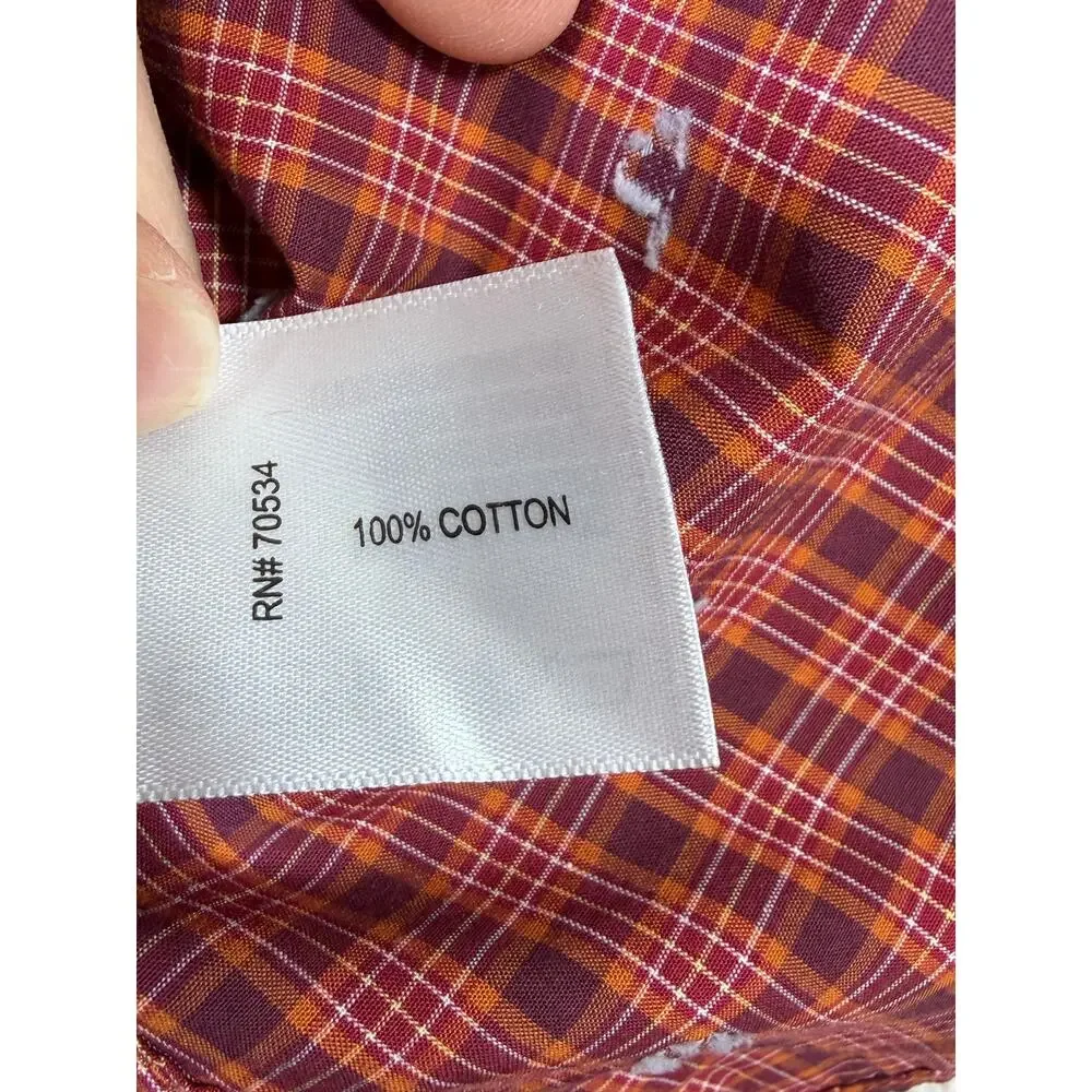 Orvis Active Fit Mens XL Orange Plaid Long Sleeve Casual Geese Outdoor Shirt